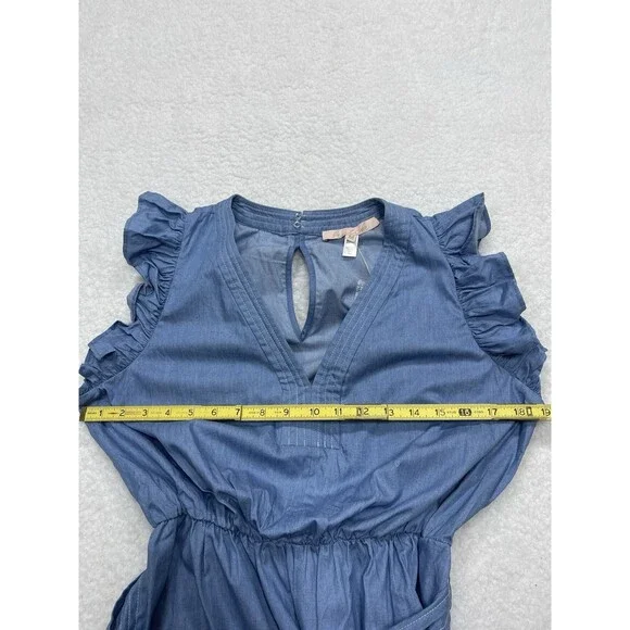 Anthropologie Hutch Jumpsuit Blue Journi Wide Leg Retro Coastal Boho Medium NWT